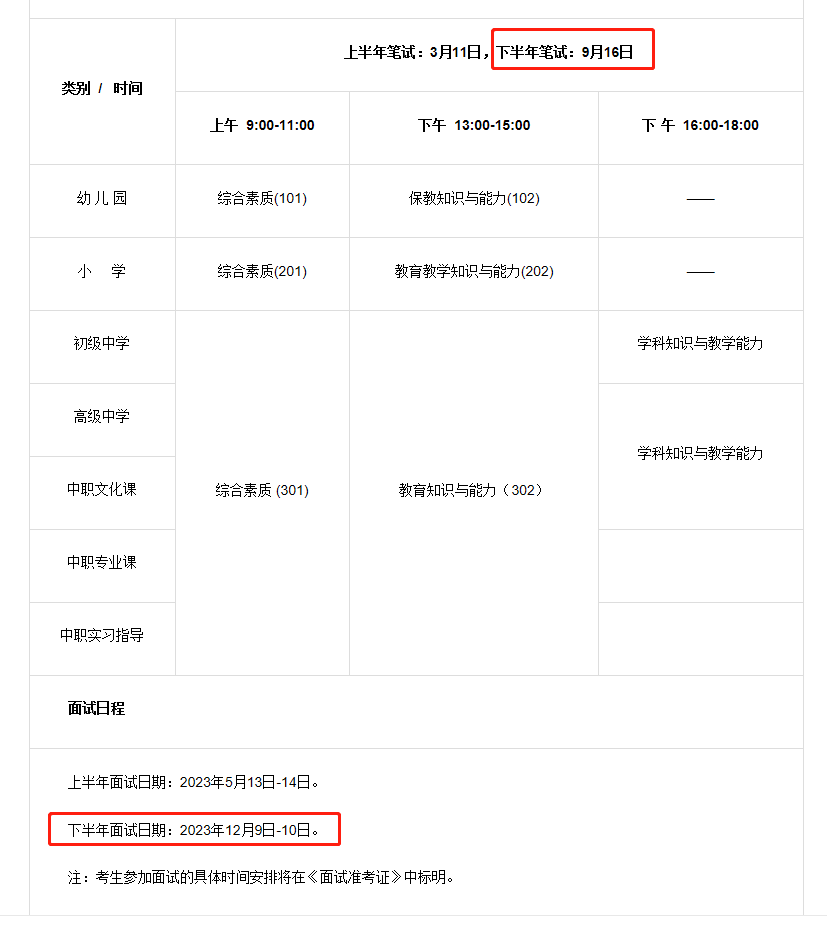 廣東省教師資格證考試時間